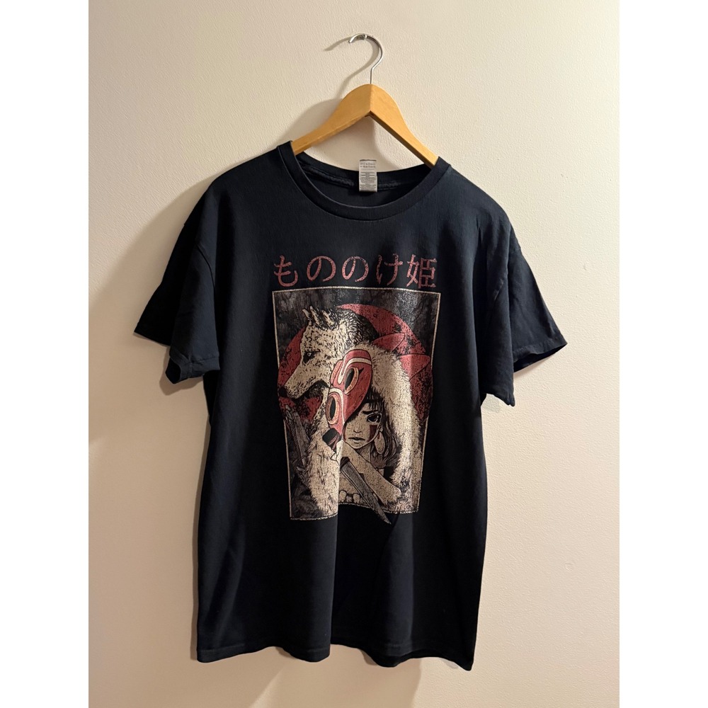 Gildan Princess Mononoke Anime Graphic T-Shirt Black Large Studio Ghibli San
